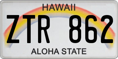 HI license plate ZTR862