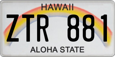 HI license plate ZTR881