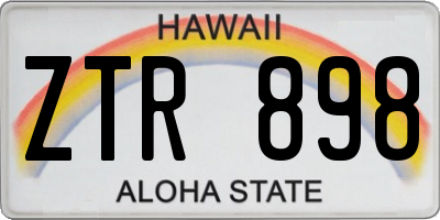 HI license plate ZTR898
