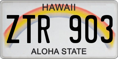 HI license plate ZTR903