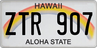 HI license plate ZTR907