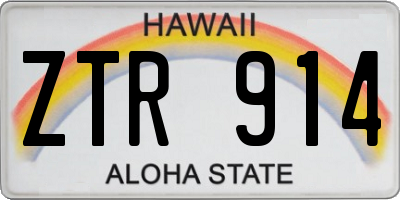 HI license plate ZTR914