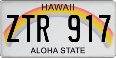 HI license plate ZTR917