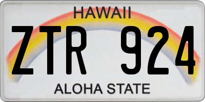 HI license plate ZTR924