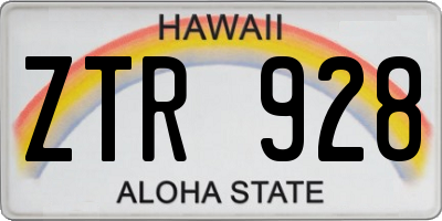 HI license plate ZTR928