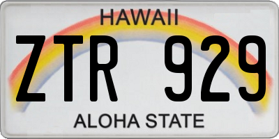 HI license plate ZTR929