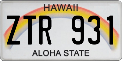 HI license plate ZTR931