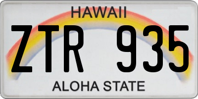 HI license plate ZTR935