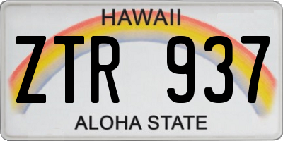 HI license plate ZTR937