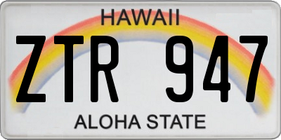 HI license plate ZTR947