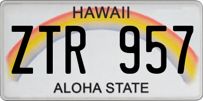HI license plate ZTR957
