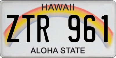 HI license plate ZTR961