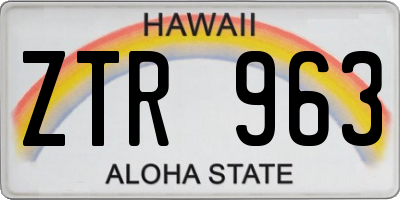 HI license plate ZTR963