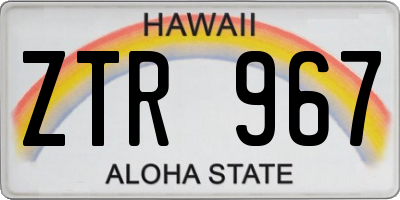 HI license plate ZTR967