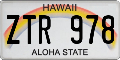 HI license plate ZTR978