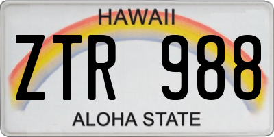 HI license plate ZTR988