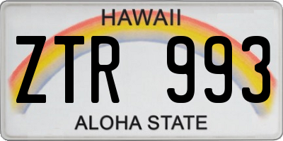 HI license plate ZTR993