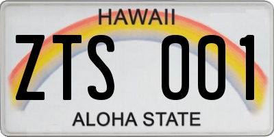 HI license plate ZTS001