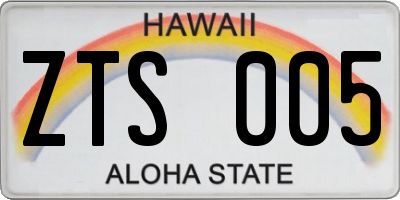 HI license plate ZTS005
