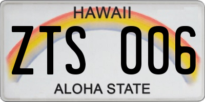HI license plate ZTS006