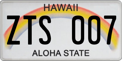 HI license plate ZTS007