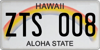 HI license plate ZTS008