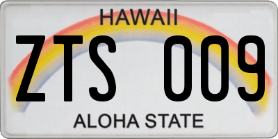 HI license plate ZTS009