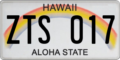 HI license plate ZTS017