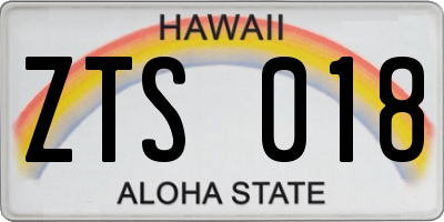 HI license plate ZTS018