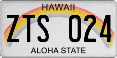 HI license plate ZTS024