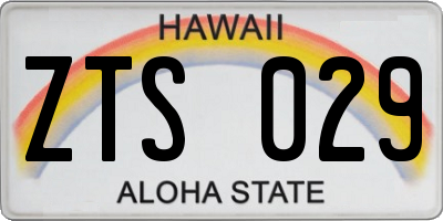 HI license plate ZTS029