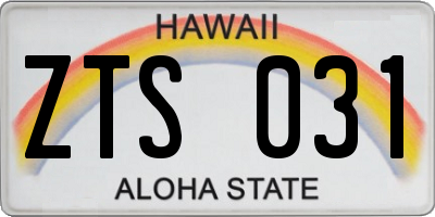 HI license plate ZTS031
