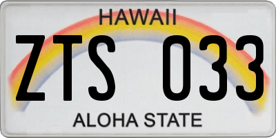 HI license plate ZTS033