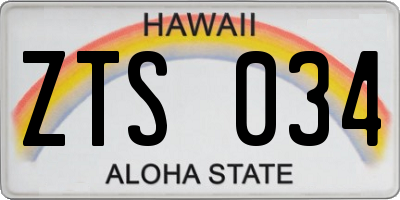 HI license plate ZTS034
