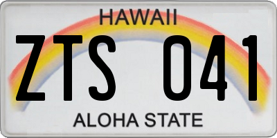 HI license plate ZTS041