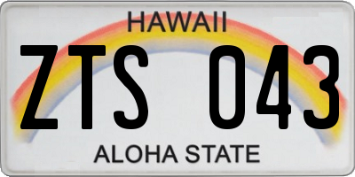 HI license plate ZTS043