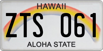 HI license plate ZTS061