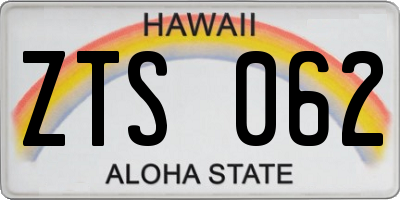 HI license plate ZTS062
