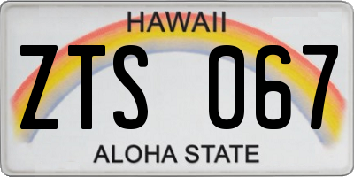 HI license plate ZTS067