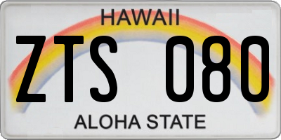 HI license plate ZTS080