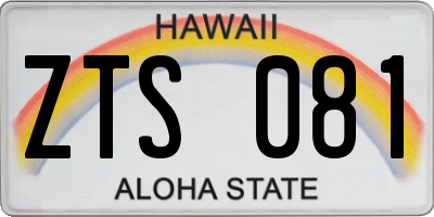 HI license plate ZTS081