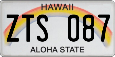 HI license plate ZTS087