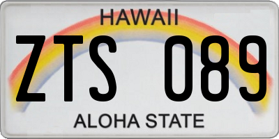 HI license plate ZTS089