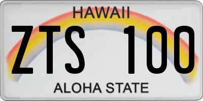 HI license plate ZTS100