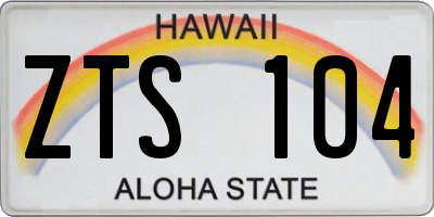 HI license plate ZTS104