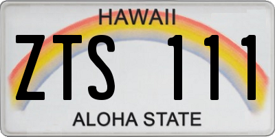 HI license plate ZTS111