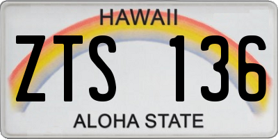 HI license plate ZTS136