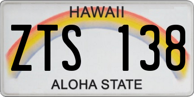 HI license plate ZTS138