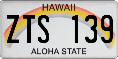 HI license plate ZTS139