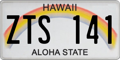 HI license plate ZTS141